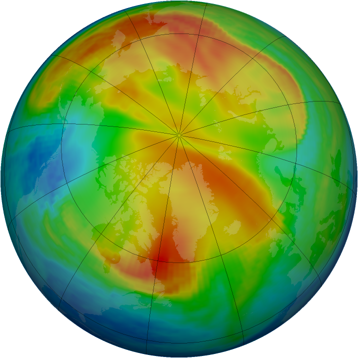 Arctic ozone map for 31 December 1984